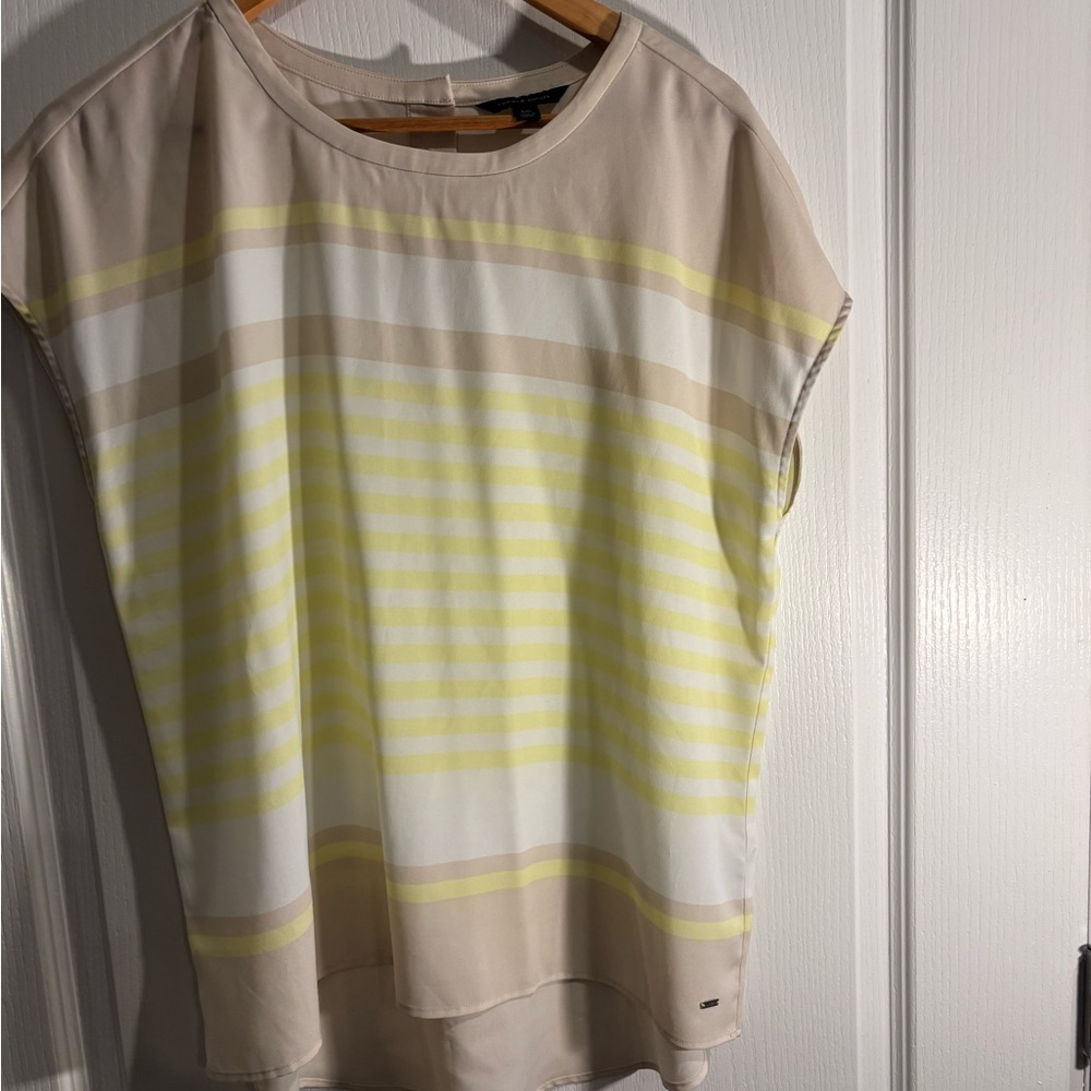 Tommy Hilfiger Striped Cream and Yellow Women's Top